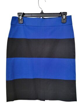 Banana Republic Size 2 Royal Blue & Black Sloan Rugby Striped Pencil Skirt